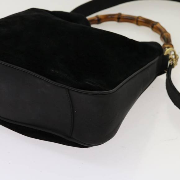 GUCCI Bamboo Shoulder Bag Suede 2way Black 001 1638 Auth bs12747 - Picture 9 of 16